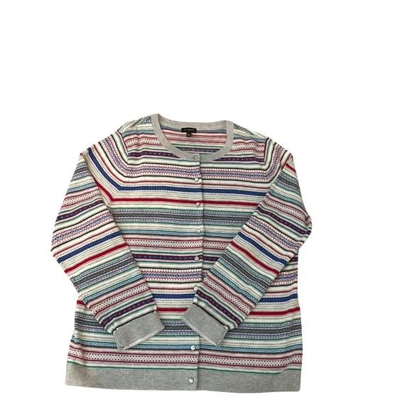 Talbots Multicolor Striped Cardigan Women’s Sweater Size Large - Picture 1 of 9